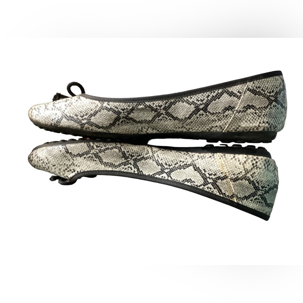 Black White Boa Snake Print Libby Edelman Flats Shoes Slip Ons Mule Alex 8.5